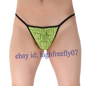 Men's Jacquard String Bikini Underwear Sexy Guy Mini Briefs Pouch Micro Pants - Picture 1 of 12