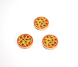 3x LEGO® Fliese/Kachel 2x2 rund Pizza Salami Pepperoni 14769pb160 NEU Beige - Bild 1 von 1