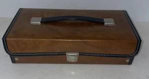 Audio Tape Cassette Holder Carry Case Storage Carrier Brown Vintage Holds 12 - Picture 1 of 11
