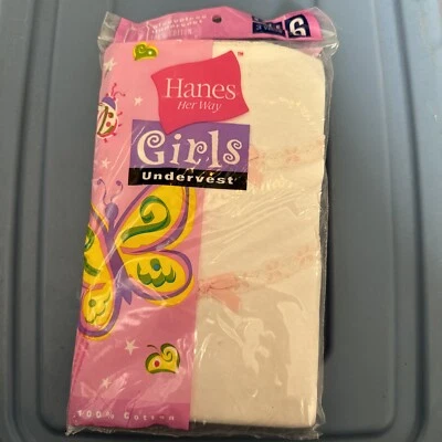 Vintage Hanes Her Way cotton 3 pack Cami undervests girls size 6 NOS NIP 1999 - Image 1 of 4