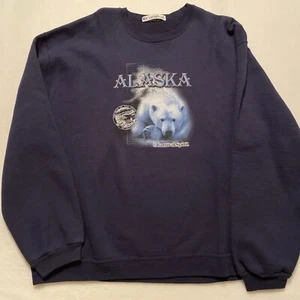 Vintage Alaska Carnival Spirit Cruise Sweatshirt Large Polar Bear Blue Y2K 90s - Picture 1 of 8