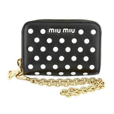 Estuche para tarjetas Miumiu tachuelas de puntos negro blanco Foto 1 de 4