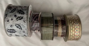 Lote de 5 carretes de cinta surtidos para manualidades o envoltorios navideños nuevos - Imagen 1 de 7