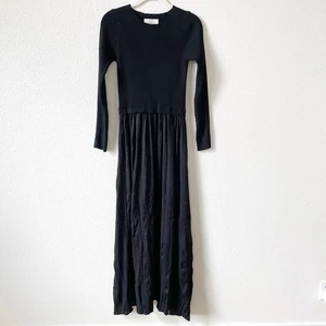 Mima Rosso New York Knit Top Contrast Fabric Maxi Dress Black Size Medium Goth - Picture 1 of 7