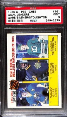 1980 O-Pee-Chee #161 Goals Leaders (Gare/Simmer/Stoughton) PSA 9 Mint 24942379  - Image 1 of 3