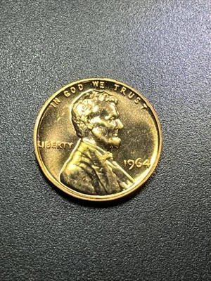 1964 Proof Penny Coin Goldish Red No Mint Mark Rotation Error L On Rim DDO Rare - Image 1 of 4