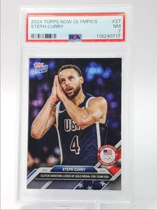 STEPH CURRY 2024-25 TOPPS NOW OLYMPICS USA BASKETBALL GOLD A PSA 7 Q5811 - Picture 1 of 2