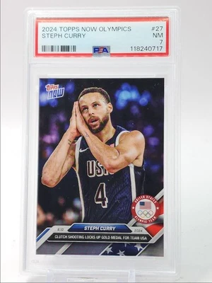 STEPH CURRY 2024-25 TOPPS NOW OLYMPICS USA BASKETBALL GOLD A PSA 7 Q5811 - Image 1 of 2