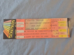 December 12-22-84 1984 JOAN JETT & BLACKHEARTS Ticket Capitol Theatre Passaic - Picture 1 of 2