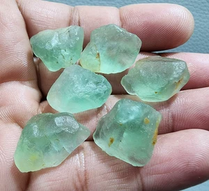6 Pcs Excellent A+ Green Fluorite Rough Gemstone Crystal Rough Raw Size 19-21 MM - Picture 1 of 6