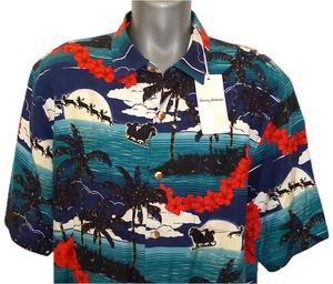 Tommy Bahama XLT 100% Silk Moonlight in Paradise Christmas Holiday Shirt NWT - Picture 1 of 9