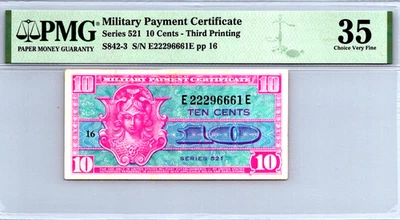 Series 521 10 Cents Third Printing MPC PMG 35 Choice Very Fine S842-3 - Image 1 of 4