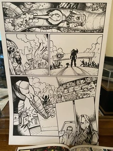 BEARDZZERKER ARRIVES TO CHAOS AT CIRCLE A-OK! ORIGINAL ART 11 X 17 BY BILL MAUS - Picture 1 of 13