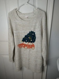 Suéter túnica Lauren Conrad mujer XL coche árbol de Navidad jaspeado informal - Imagen 1 de 10