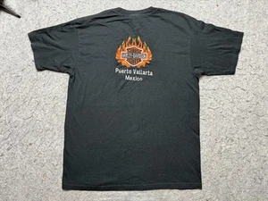 Harley-Davidson Shirt Mens Large Black Puerto Vallarta Embroidered Biker Mexico - Picture 1 of 11