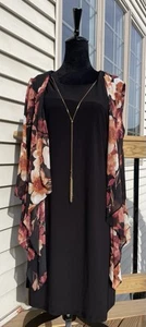 R & K Originals 3/4 Sleeve Floral Faux-Jacket Dress with Attached Necklace - Picture 1 of 9