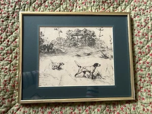 Percival Rossesu etching “BACKING HIM UP” Hunters Horses Dogs Pheasant Classic - Picture 1 of 9
