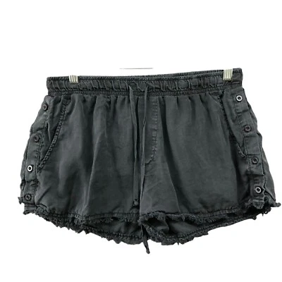 Bella Dahl Lyocell Shorts Womens M Black Frayed Hem Drawstring Pull Boho - Image 1 of 4