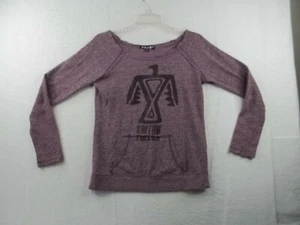 Volcom Womens Sm Ladies Pink Long Sleeve Off The Shoulder Graphic Sweater Shirt - Picture 1 of 12