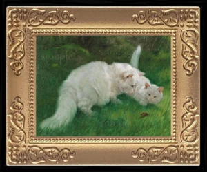 Vintage weiße Katze Katze Kätzchen Miniatur Puppenhaus Kunst Bild 8571 - Bild 1 von 1