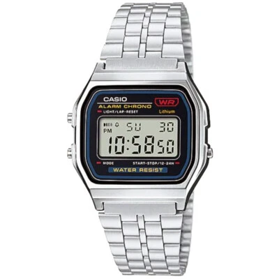 Orologio Casio Uomo Donna Digitale Bracciale Acciaio Vintage Luce A159W-N1DF - Immagine 1 di 4