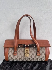 Gucci GG Canvas Bamboo Bullet Shoulder Bag Brown - Picture 1 of 19