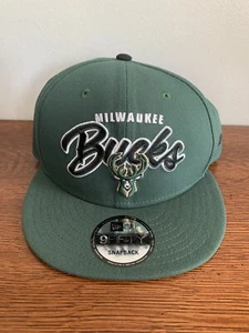 NWT New Era NBA Finals Milwaukee Bucks Snapback Hat 9Fifty Retro Script - Picture 1 of 6