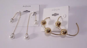 Bloomingdale's Aqua Women's Dierdre Ball Hoop earrings End ball Earrings NWT 55  - Picture 1 of 4