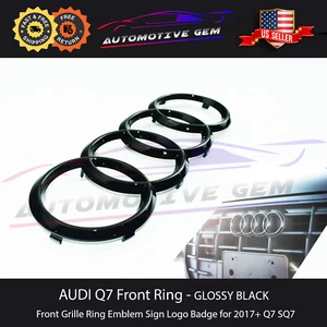 AUDI Q7 Front Grille Ring Emblem GLOSS BLACK Badge Sign Logo S line SQ7 2017+ - Picture 1 of 2