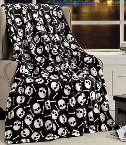 Kate Aurora Ultra Soft & Cozy Halloween Skulls Ultra Plush Accent Throw Blanket - Picture 1 of 3