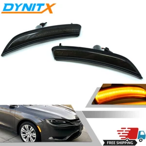 Smoked Lens Amber LED Front SIDE MARKER LIGHTS Lamp Fit 2015-2017 Chrysler 200 - Picture 1 of 7