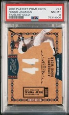2008 Donruss Playoff Prime Cuts Reggie Jackson Timeline Bat Piece /5 PSA 8 Pop 1