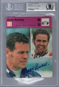 BOBBY & AL UNSER SIGNED #1604 SPORTSCASTER CARD ENCAPSULATED RARE BECKETT BAS