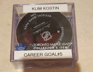 Klim Kostin ST LOUIS BLUES GAME USED GOAL PUCK vs Maple Leafs , career goal #5 - Picture 1 of 3