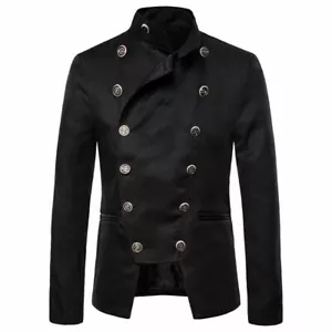 Mens Double-Breasted Hussar Suit Jacket Artillery Drummer Steampunk Blazer - Picture 1 of 15