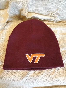 VIRGINIA TECH HOKIES Maroon KNIT BEANIE SKULL HAT CAP~NWOT - Picture 1 of 4