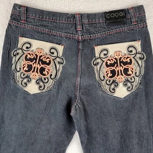 Vintage Coogi Jeans Men Size 40 Black Gray Embroidered Baggy Hip Hop Y2K - Picture 1 of 13