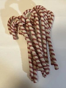 12 Primitive 6" STRIPED HOMESPUN Fabric Candy Canes Christmas Ornaments A6 - Picture 1 of 3