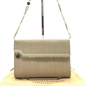 COMTESSE Horsehair Chain Shoulder Bag Clutch Beige Gold Hardware Used - Picture 1 of 10