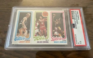 NICE 1980-81 Topps Scoring Leader Larry Bird Magic Johnson Erving RC EX-MT PSA 5 - Picture 1 of 15