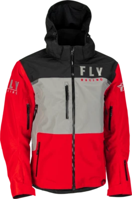 New Fly Racing Carbon Snowmobile Jacket, Waterproof, Windproof, Black, Red, XL - Image 1 of 3