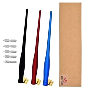 Oblique Wooden Calligraphy Pen Set Beginner 5 Dip Pen Nibs 3PCS Pen Holder Tools - Picture 1 of 6