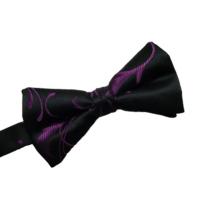 Bow Tie Mens Bowtie Purple Black New Fully Adjustable - Image 1 of 4