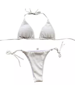 NAFLEAP Mujer Cheeky Acolchado Tanga Bikini 2 Piezas Halter Brasileño XL Bling - Imagen 1 de 7