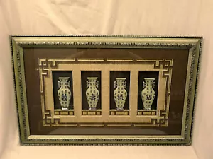 3439M Vtg SIGNED Chinese Pottery 3D Shadow Box Picture Large 32x20 Very Nice !! - Picture 1 of 12