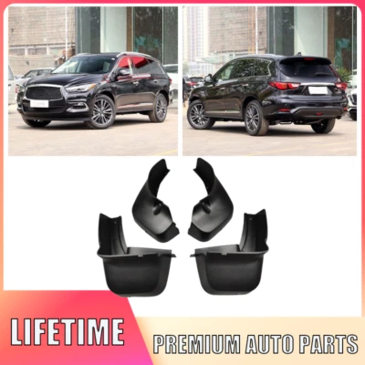 4 peças para-lamas pretos aba de lama respingo para Infiniti JX35 QX60 2013-2020 - Imagem 1 de 4