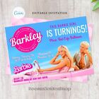 Invitation poupée rose modifiable, fête Barbie, modèle modifiable invitation