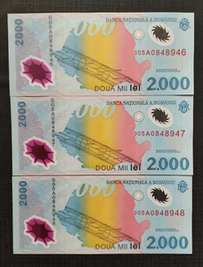 ROMANIA 2000 LEI 1999 3 PCS P111  UNC - Picture 1 of 2