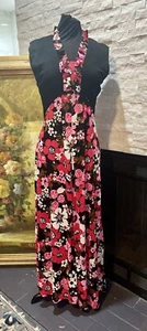 Vintage 70s Pink Floral Maxi Dress Hostess Dress - Picture 1 of 20