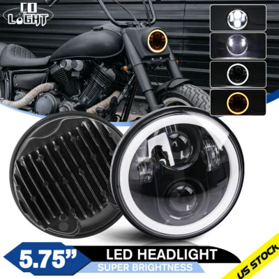 圆形 5-3/4 5.75 英寸 LED 车头灯密封前照灯适用于 V-Star XVS 650 950 1100 — 第 1/4 张图片